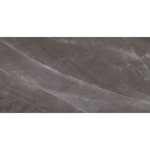 Bodenfliese Feinsteinzeug Opus, 60x30 cm, dunkle Marmor-Optik, polierte Oberfläche.