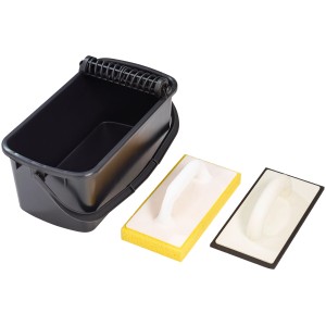 LUX Fliesenwasch-Set, 3-teilig: Eimer, Rasterschwammbrett und Reibebrett für Fliesenarbeiten.