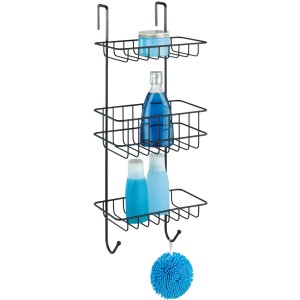 Wenko Duschregal Revigo, schwarz, mit 3 Ablagen und Duschutensilien.