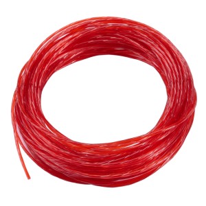 Roter, gedrehter Einhell Mähfaden 2,7 mm aus Nylon. Ersatzfaden für Rasentrimmer & Sensen.