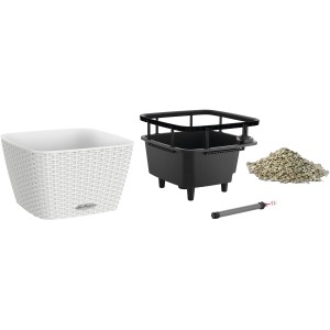 Lechuza Bacino Cottage Pflanzgefäß, 30 cm, weiß, mit Bewässerungssystem und Zubehör.