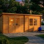 Alpholz Gartenhaus Maria Twin mit Pultdach, 601x275 cm, 40 mm Wandstärke, aus Pinie.