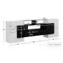 okwish TV Schrank mit LED Stauraum Glasoberfläche 200x35x60cm Hochglanz Weiß Schwarz_5