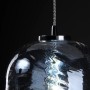 LUCE Design Pendelleuchte Nereide mit blauem Glasschirm und Wellenmuster.