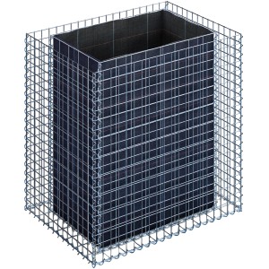 Eckiges Gabiona Gabionen-Hochbeet, 100x100x70 cm, Maschenweite 5x5 cm, galvanisiert.