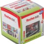 Verpackung Fischer Dübel DuoPower 8x40 mm mit Schrauben, rot/grau. Universaldübel für sicheren Halt.