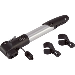 OBI Miniluftpumpe für Fahrradreifen, Aluminium, mit Halterung.