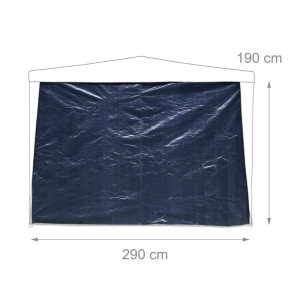 Relaxdays Pavillon Seitenteile 2er Set PE-Folie Blau Wasserabweisend Sichtfenster 190 cm x 290 cm x 0,5 cm 0,4 kg