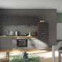 Moderne Held Möbel Küchenzeile 300 cm in Grau-Wotaneiche Optik mit E-Geräten.