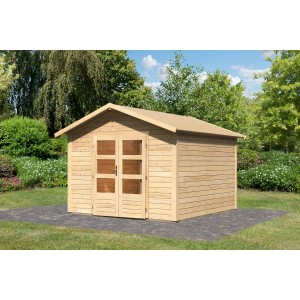 Karibu Holz-Gartenhaus Tessin 2, naturbelassen, 300x300 cm, inkl. Boden.