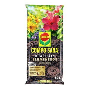 Compo Sana torffreie Qualitäts-Blumenerde, 50L Sack für Zimmer-, Balkon- und Gartenpflanzen.
