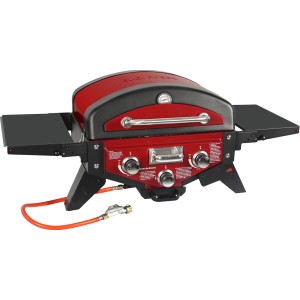 Roter El Fuego Tischgasgrill Smoker Medison mit 2 Brennern und Ablagetischen.
