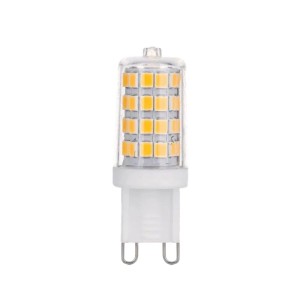 Klare Orion G9 LED-Lampe mit warmweißen Dioden und weißem Stecksockel. Leuchtmittel 2800K.