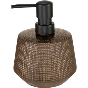 Kleine Wolke Seifenspender Copa Gold-Braun aus Steinzeug mit schwarzem Pumpkopf.