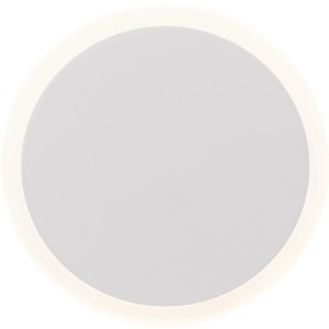 Dimmbare, runde AEG LED-Wandleuchte Mala in Weiß mit warmweißem Licht.