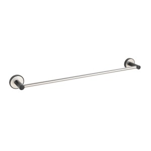 Wenko Badetuchstange Uno Udine, 60 cm, silber matt, aus Edelstahl mit schwarzem Halter.