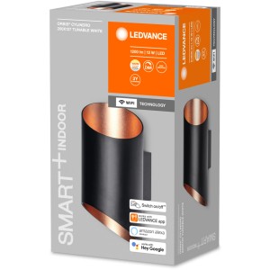 Ledvance Smart+ WiFi Wandleuchte Orbis Cyldro, dimmbar, weiß/gold, 20x12 cm.