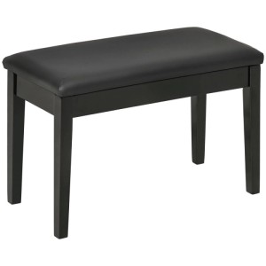 Schwarze HOMCOM Klavierbank mit Kunstleder-Sitz und Stauraum. Robuster Hocker für Komfort beim Klavierspielen.