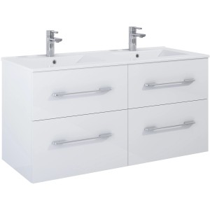 Maximus Waschbeckenunterschrank Madrid Weiß Hochglanz 120 cm