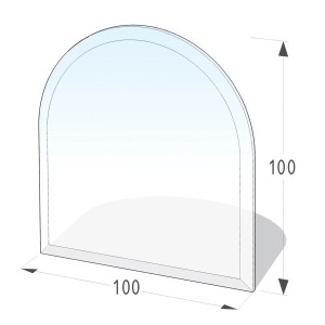 Lienbacher Funkenschutzplatte aus Glas, Rundbogen, 6mm Stärke, zum Schutz vor Funkenflug.