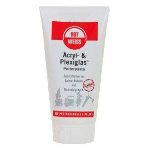 Tube Rotweiss Acryl- und Plexiglas-Polierpaste 150ml zur Lackreparatur.