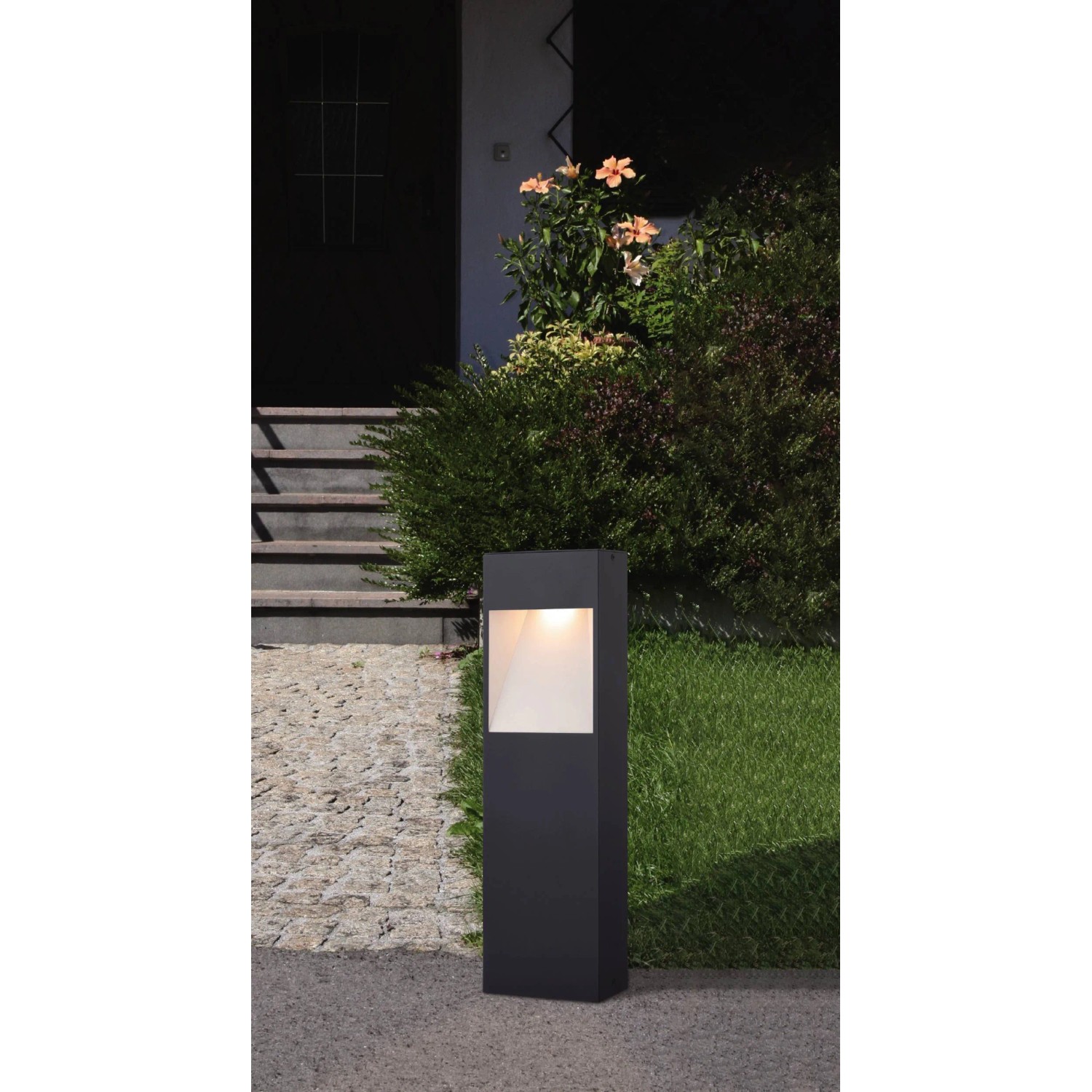 EGLO LED Außen-Sockellampe Nembro – 1-flammig, IP44, Schwarz/weiß, 10W Warmweiß, Aluminium-Guss