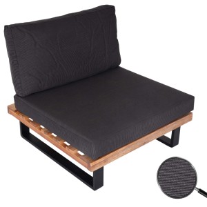 MCW Lounge-Sessel H54, hellbraunes Holz, dunkelgraue Polster.