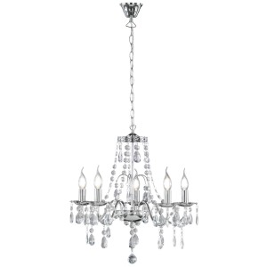 Kronleuchter Baroque mit Chrom und Kristallglas für 5 Leuchtmittel