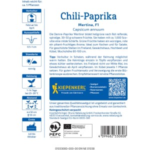 Kiepenkerl Chili-Paprika Mertina F1 Saatgutpackung, Gemüsesamen für milde, aromatische Paprika.