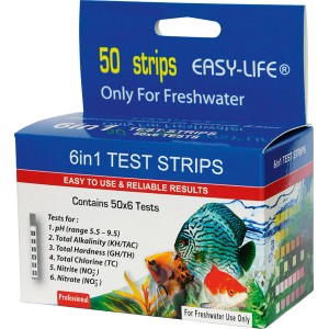 Easy-Life 6in1 Teststreifen, 50 Stück zur Analyse der Wasserqualität im Aquarium.