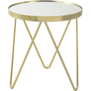 Goldener Kayoom Beistelltisch Bonnie mit Spiegelglasplatte, Ø 42 cm.