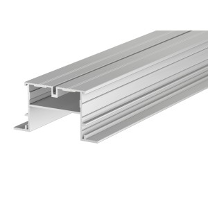 Aluecofix Pro Terrassenprofil, 74x53x4000 mm, silbernes Aluminiumprofil für Terrassendielen.