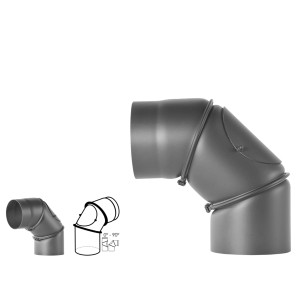 Bertrams Ofenrohrbogen 0°-90° verstellbar mit Tür Ø 120 mm 2 mm Gussgrau