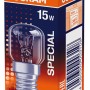 Osram T-Röhrenform Leuchtmittel E14, 15W, Warmweiß, für Backöfen bis 300°C geeignet.
