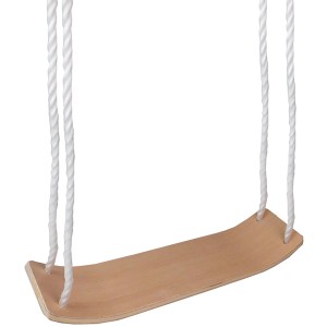 Happy People Holzschaukel für Kinder mit weißen Seilen, ideal für Spiel & Spaß im Garten.