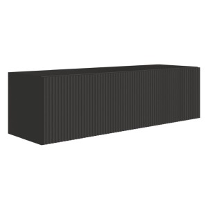 Schwarzes Selsey TV-Hängeboard Veldio 100 cm mit eleganter Lamellenfront. Moderner TV-Schrank.