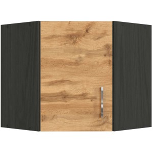 Eckhängeschrank Sorrento in Wotaneiche-Grafit Optik, 60x57x60 cm, mit Metallgriff.