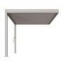 Sandfarbener Aluminium Wand Pavillon mit verstellbarem Lamellendach, 3x3,6m. Perfekte Terrassenüberdachung.