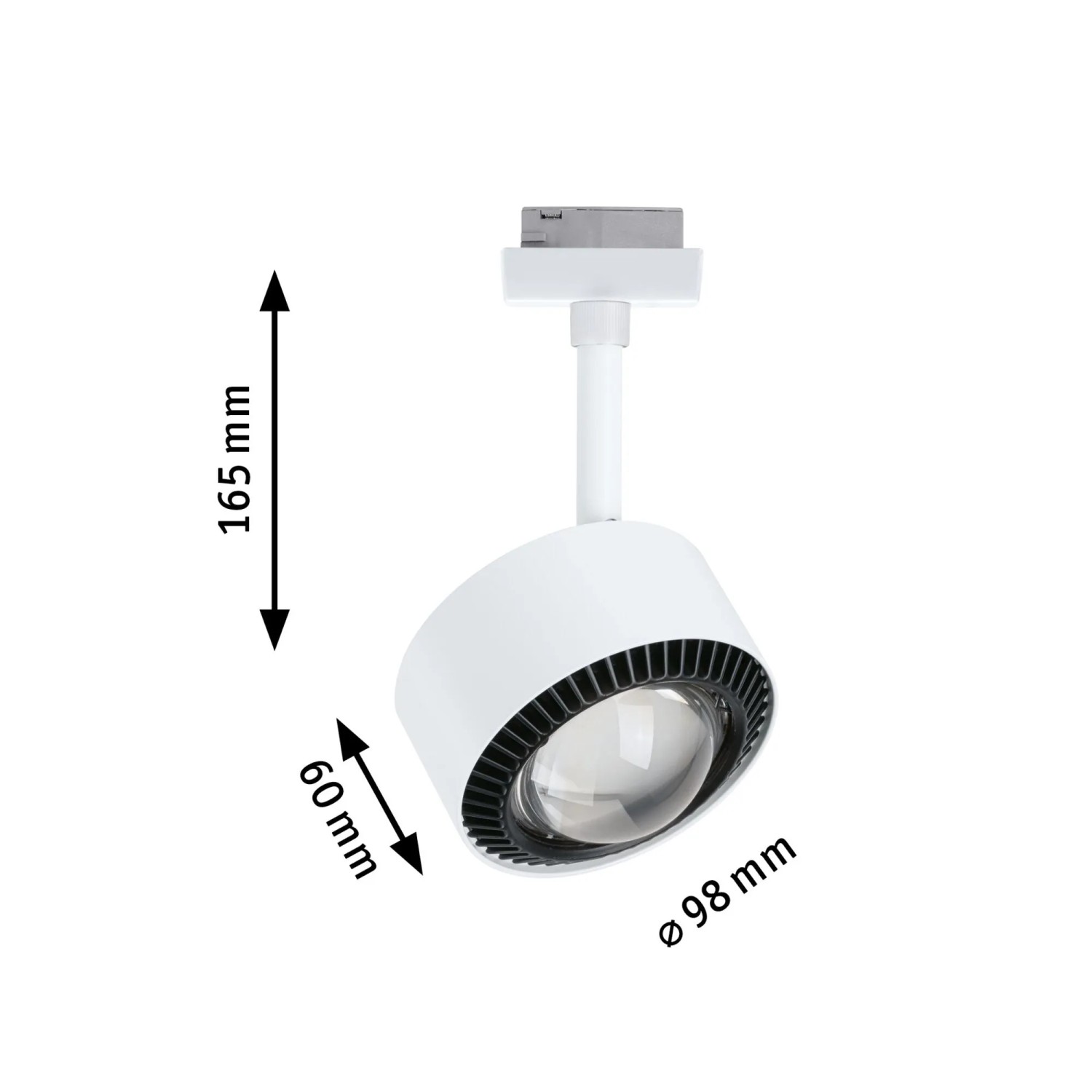 Paulmann LED-Schienenspot Aldan, signalweiß, warmweißes Licht, Ø 9,8 cm. Für URail-Schienensysteme.
