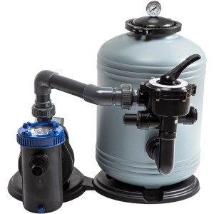 Steinbach Sandfilteranlage SM 12 für Pools bis 55.000 l, mit Pumpe und 6-Wege-Ventil.