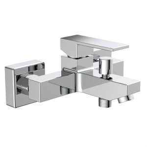Schütte Wannenfüllarmatur Tokyo II Chrom, moderne Badarmatur mit eckigem Design.