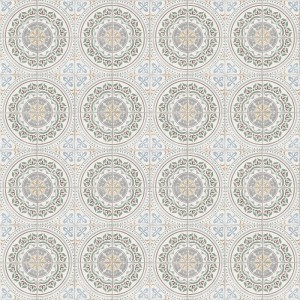 Cersanit Bodenfliese Albergo Clue Patchwork Grau, matte Feinsteinzeugfliese mit floralem Muster, 42x42 cm.