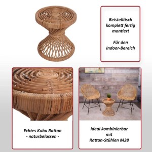 MCW Beistelltisch M31 aus Rattan, naturbelassene Optik für Wohnzimmer.