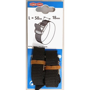Conacord Spanngurt Polypropylen Klemmschloss Länge 50 cm Schwarz 2er Pack