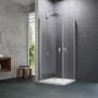 Hüppe 4-Eck-Schwingtür Design Pure, 80x190 cm, Silber Matt, teilgerahmte Duschtür im Badezimmer.