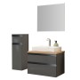 Schöner Wohnen Badmöbel-Set Stockholm, 6-teilig, 70 cm, Cosmos Grey, mit Spiegel, Waschbecken und Highboard.