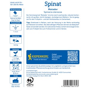 Kiepenkerl Saatgut Spinat Matador, Vorteilspackung