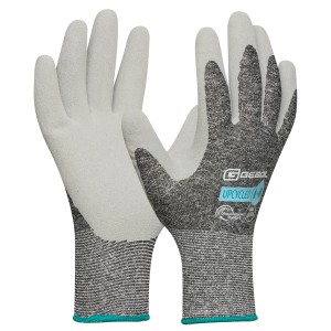 Gebol Arbeitshandschuhe Upcycled Winter, grau-weiß, Größe 5. Winterhandschuhe mit Latex-Beschichtung.