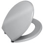 Wenko WC-Sitz Prima, silberfarbener MDF-Sitz mit Edelstahl-Befestigung.