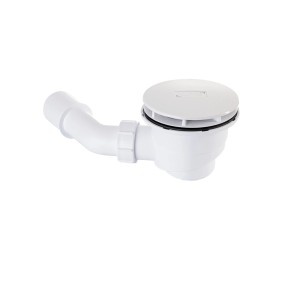 Hüppe Ablaufgarnitur flach, rund, weiß. Zubehör für Dusche und Bad.